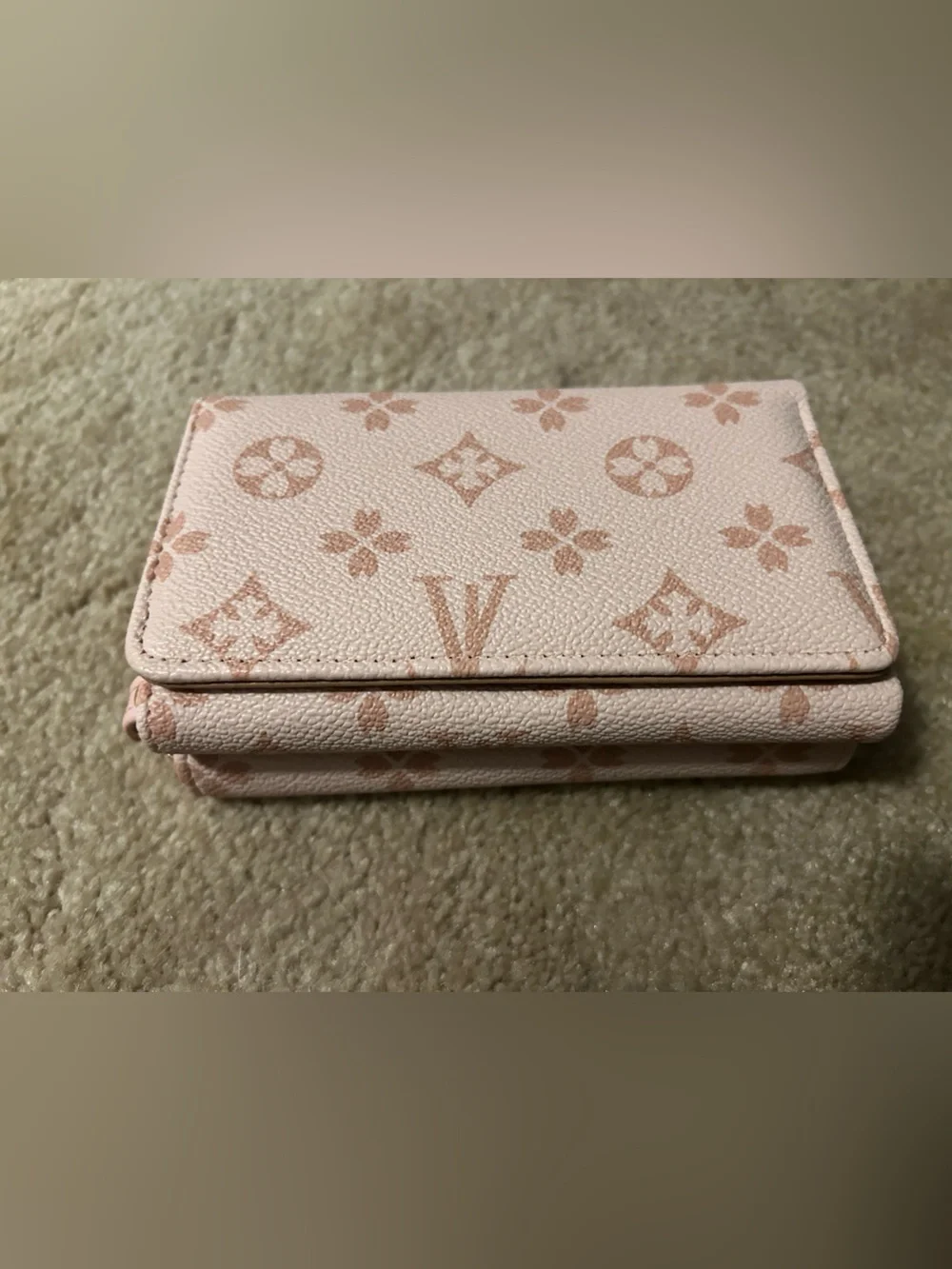 Pink Monogram Compact Trifold Wallet